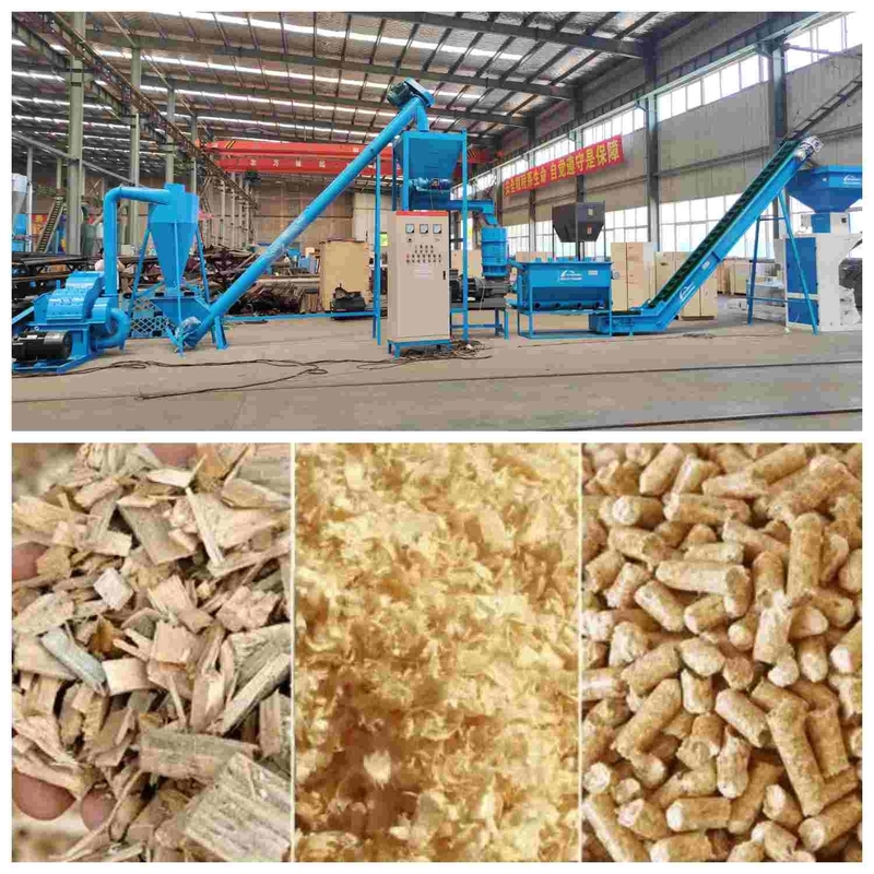 Cadena de producción de madera de la pelotilla del serrín completo de la biomasa 1~5T/H para la calefacción