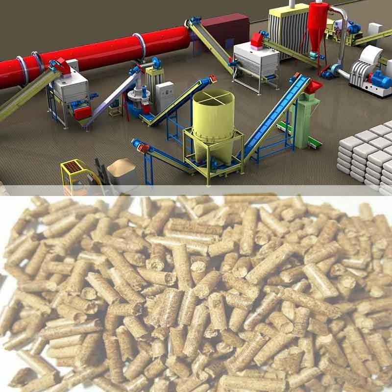 Cadena de producción de madera completa de la pelotilla de la biomasa de 1T/H -5T/H pelotilla del fuego que hace la máquina