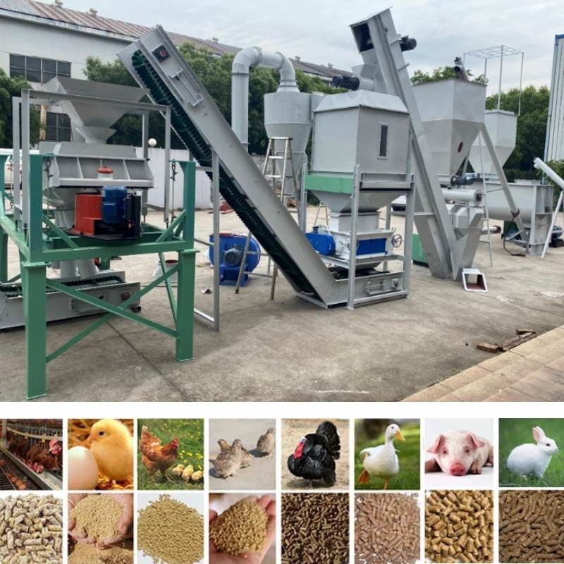 Cadena de producción de la pelotilla del pienso 2TPH máquina de la pelotilla de la vaca de la alimentación de pollo del ganado