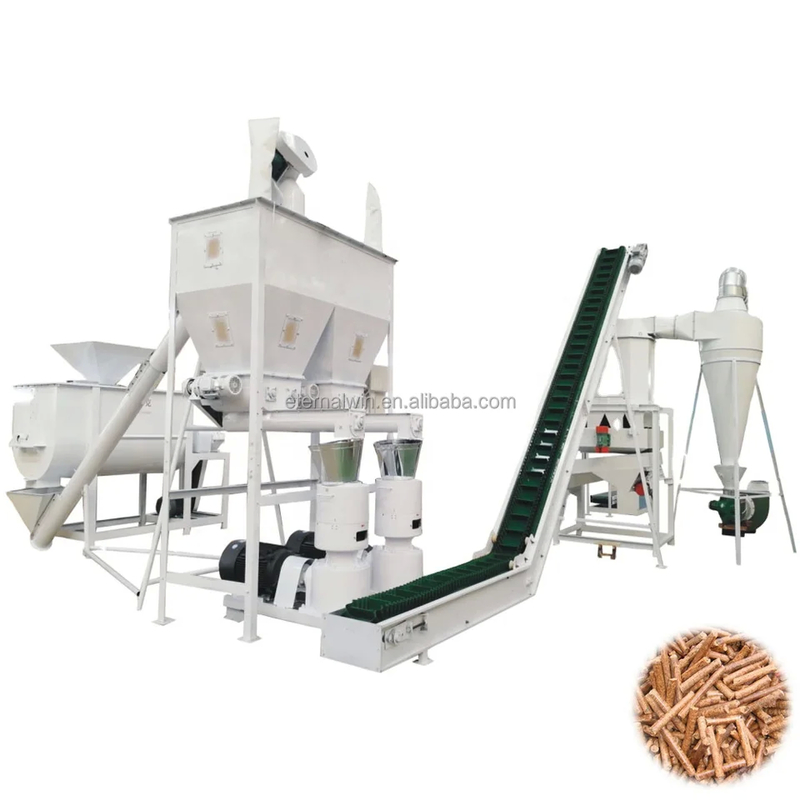 Línea de pelletización de biomasa personalizada para el molino de pellets de diámetro final de 6-12 mm