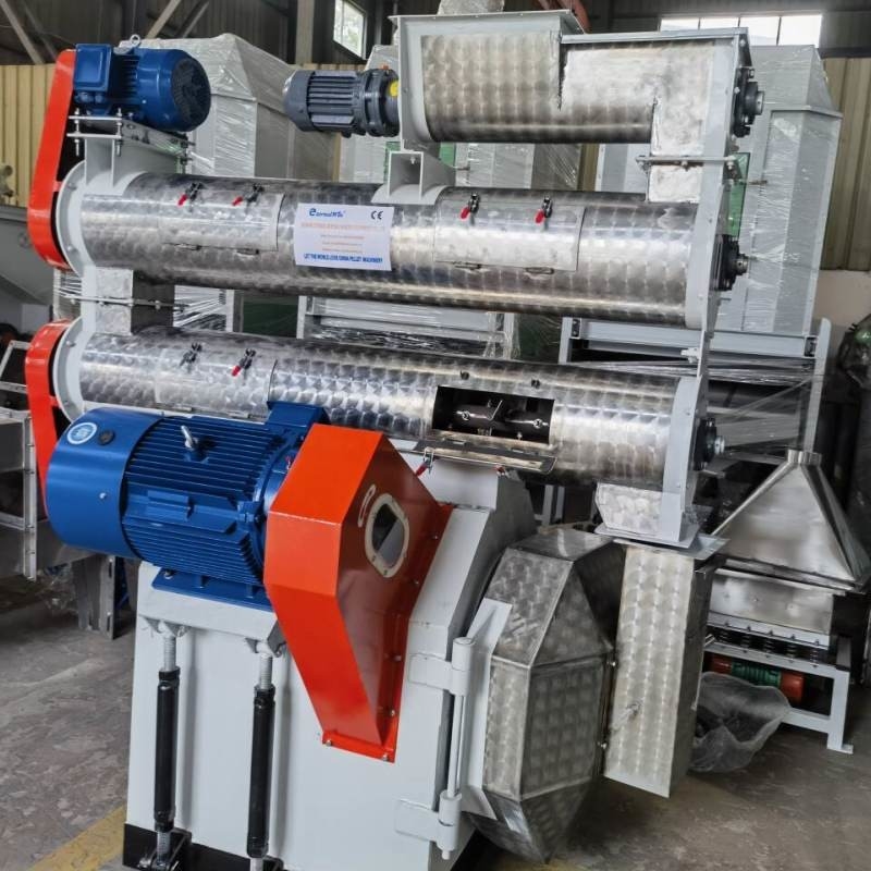 HKJ-250 con un solo acondicionador Molino de pellets para piensos de aves de corral Molino de pellets Máquina de anillos de pellets para piensos a presión