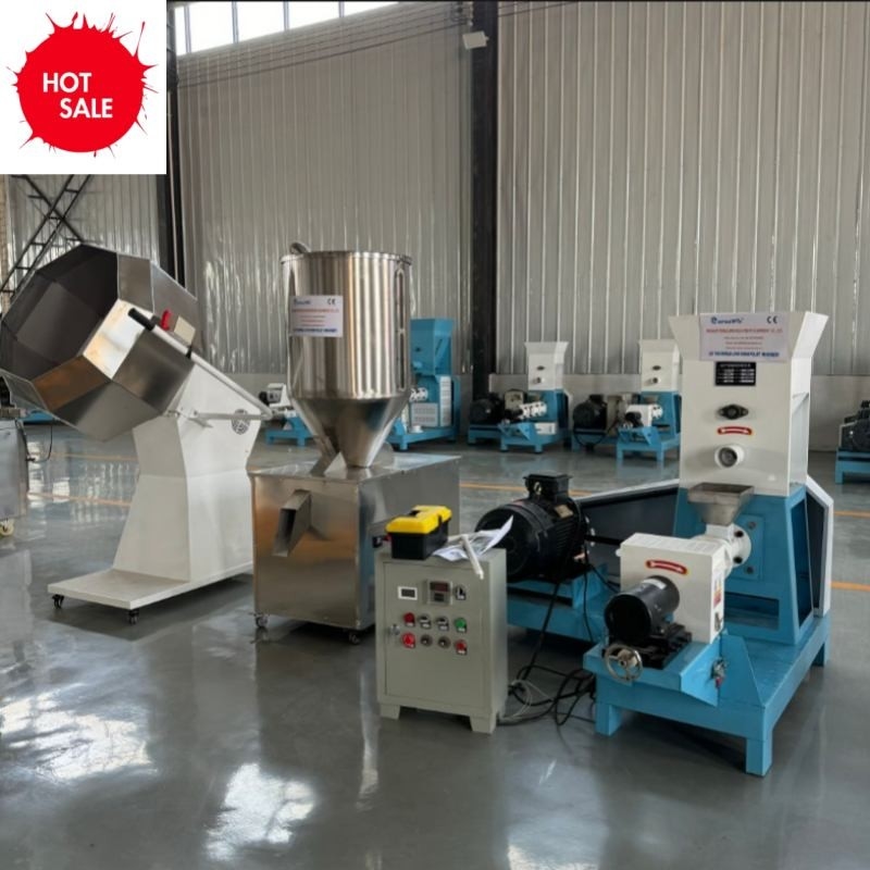 Materia prima para piensos de cría de peces Extrusor de piensos para peces de tipo seco Pelletos para animales de compañía 200 kg/h 0.4kw