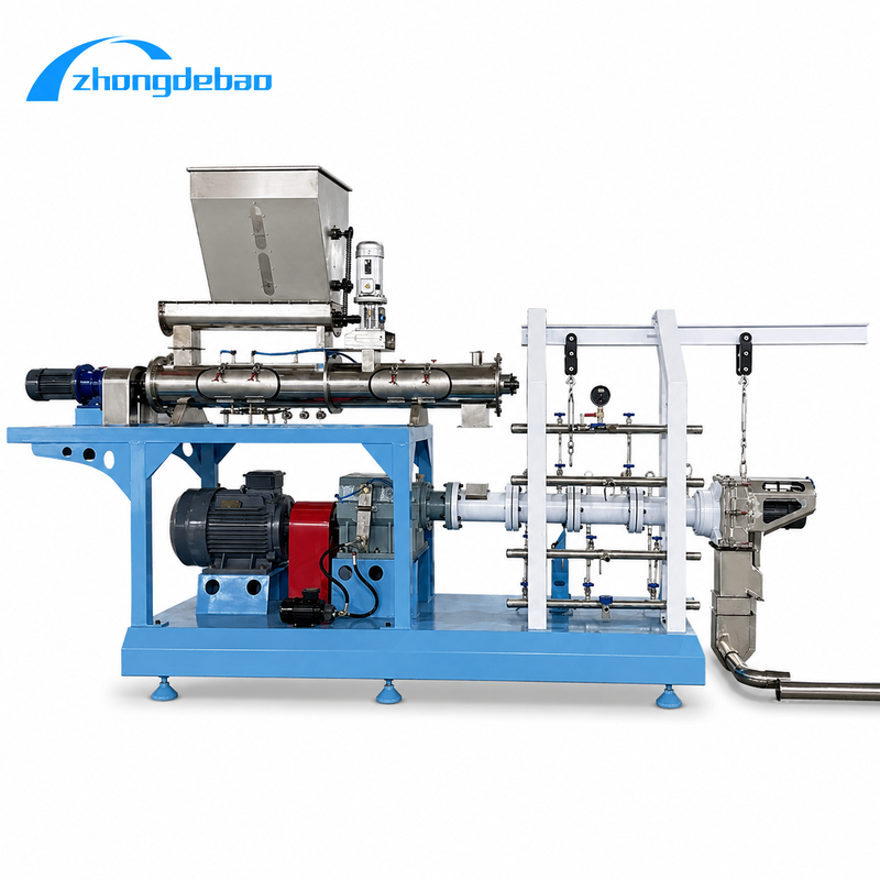 Multifunctional Single Twin Screw Feed Extrusion Line 500kg/h-10t/h For Fish Feed And Pet Food Production