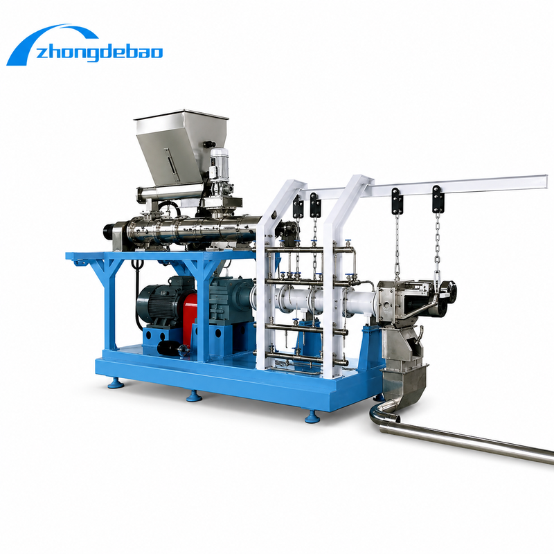 Línea de producción de alimento para peces flotante con forma de almohada o pan y potencia del motor principal de 5,5 a 160 kw para alimento para acuicultura