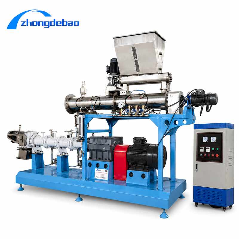 Línea de producción de alimento para peces flotante con forma de almohada o pan y potencia del motor principal de 5,5 a 160 kw para alimento para acuicultura
